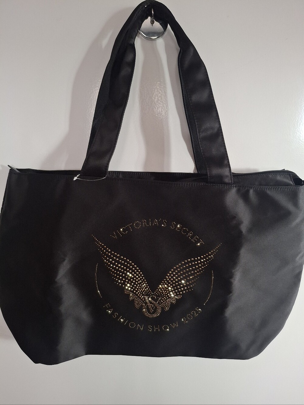 Victoria's Secret Black Tote with Gold Stud Wing Emblem